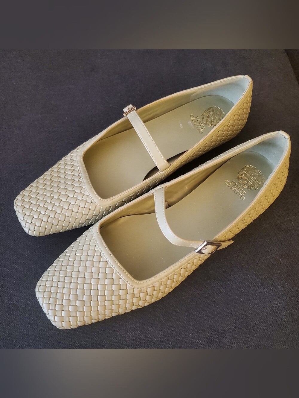 Vince Camuto Classic Woven Mary Jane Flats in Celery Green